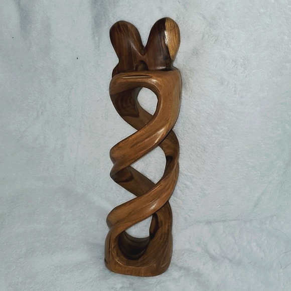 Carved Wood Eternal Love Sculpture - Picture 3 of 16